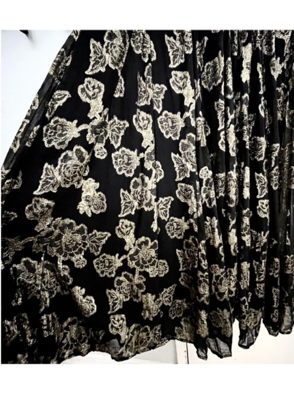 FREE PEOPLE Metallic Holding On Convertible Black Gold Floral Backless Dress M - Picture 8 of 14
